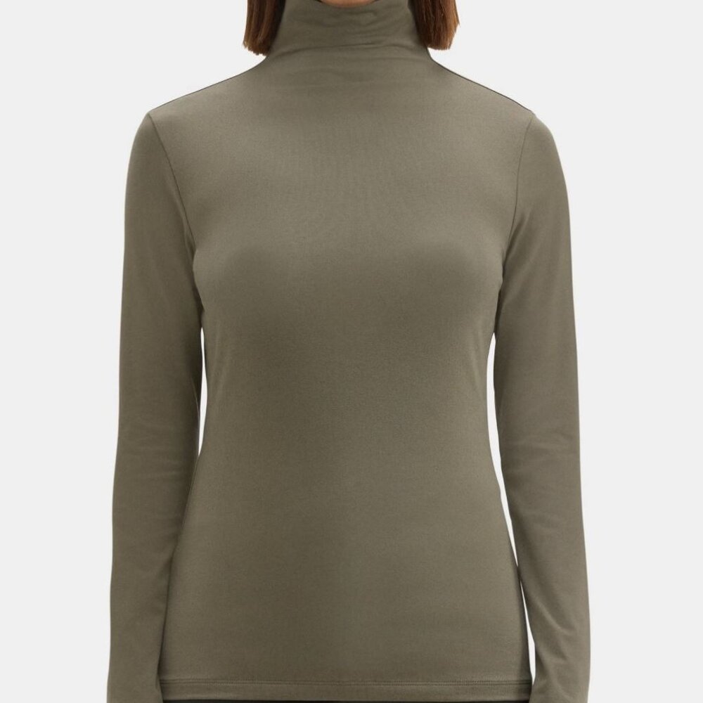 Theory Mockneck Turtle Neck Long Sleeve in Olive